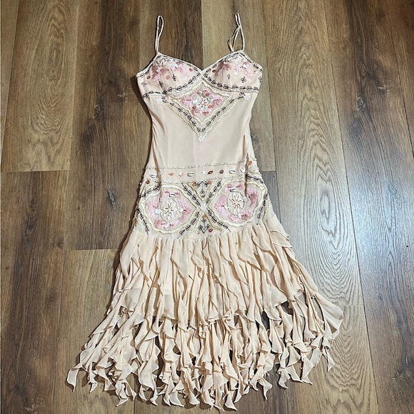 Vintage 100% Silk Beaded Dress Vintage Beaded Dress Sue Wong Dress Shell Mermaid - Picture 3 of 17